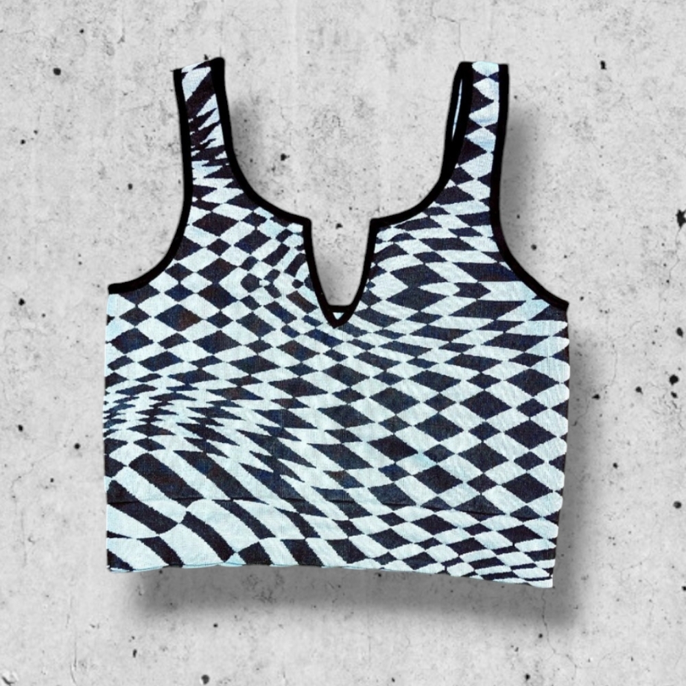 Trippy Checkerboard Crop Tank